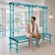 Banc de vestiaire PVC simple face avec porte-manteaux pour piscine et collectivité