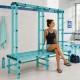 Banc de vestiaire PVC double face avec porte-manteaux