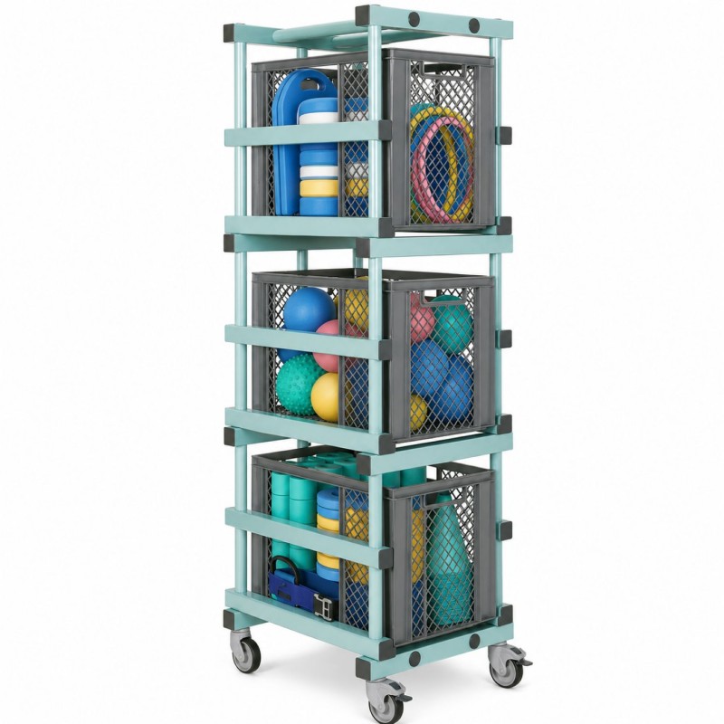 Chariot de rangement piscine pour 3 bacs