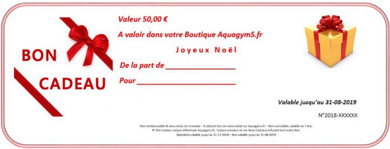 Bon Cadeau ! 10€, 15€, 20€ …. 100 € ! Un Noël sportif avec AquagymS.fr