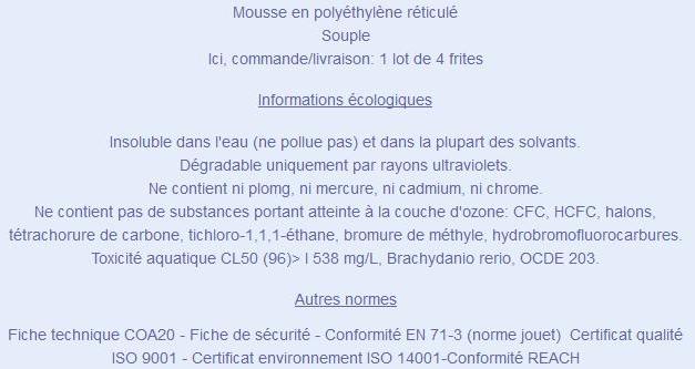 Frites piscine 1.60 m octogonales. La qualité française non polluante.