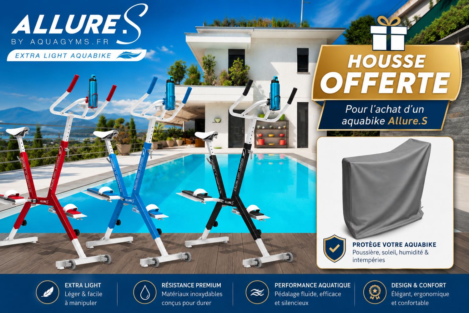 Aquabike ALLURE.S avec housse de protection offerte