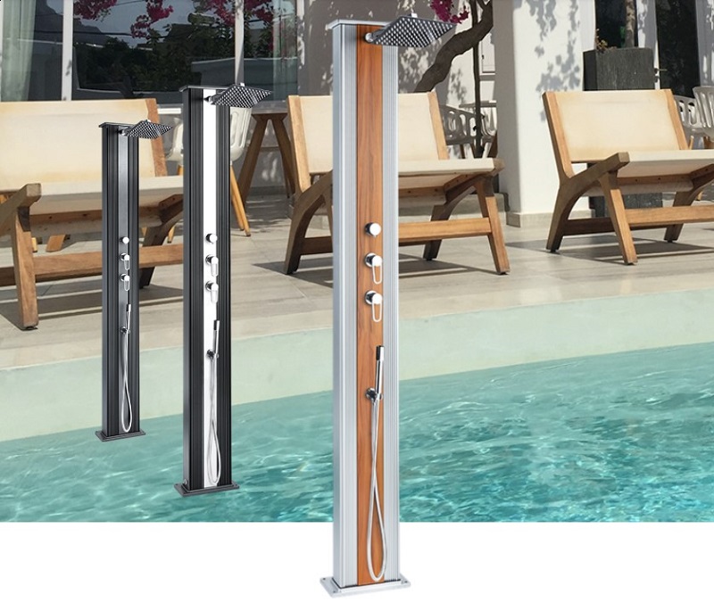 Douche Solaire Extérieure Inoamity 40L - Chauffage Solaire Jusqu'à 60°C, Tête Rotative 360°, Robinet Pied, Pour Jardin/piscine/camping